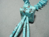 Native American Rare Vintage Santo Domingo Squared Turquoise Sterling Silver Necklace-Nativo Arts