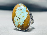 Exceptional Native American Navajo #8 Turquoise Mine Sterling Silver Ring Signed J. Tsosie-Nativo Arts
