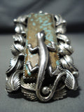 Heavy Huge San Felipe #8 Turquoise Sterling Silver Lizard Ring-Nativo Arts