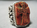 Native American Important Vintage Francosco Gomez Huge Cross Shell Sterling Silver Ring-Nativo Arts