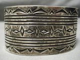 Important Earlier Vintage Native American Navajo Tooled Bruce Morgan Sterling Silver Bracelet-Nativo Arts