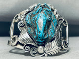 Important Francisco Gomez Hand Carved Horse Turquoise Sterling Silver Bracelet-Nativo Arts