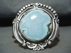 Magnificent Native American Navajo Golden Hill Turquoise Sterling Silver Bracelet Signed-Nativo Arts
