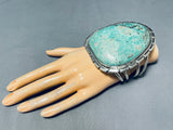 Native American 207 Gram One Of Biggest Ever San Felipe Turquoise Sterling Silver Bracelet-Nativo Arts
