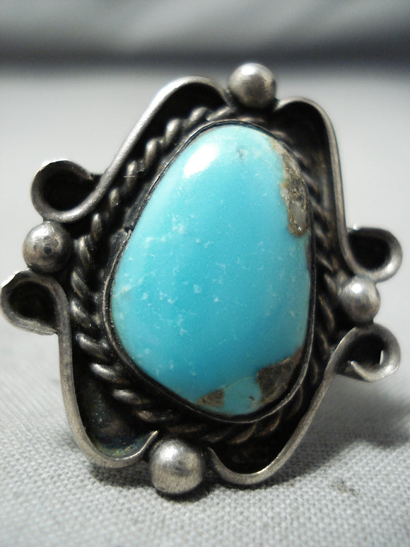 Old Morenci Turquoise Vintage Navajo Sterling Silver Native American Ring-Nativo Arts