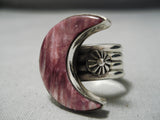 Native American Important Vintage Half Moon Spiny Oyster Sterling Silver Ring-Nativo Arts