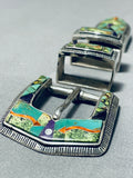 One Of The Best Ever Vintage Native American Navajo Turquoise Sterling Silver Buckle Set-Nativo Arts