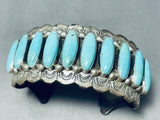 Best Vintage Native American Navajo Long Oval Turquoise Sterling Silver Bracelet-Nativo Arts