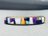 14k Gold Vintage Native American Navajo Rob Yellowhorse Inlay Turquoise Bracelet-Nativo Arts