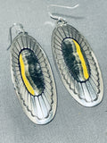Tommy Nez Biggest Native American Navajo Honeybee Jasper Sterling Silver Earrings-Nativo Arts