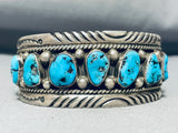 Important Vintage Native American Navajo Tom Moore Turquoise Sterling Silver Bracelet-Nativo Arts