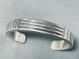 Johnny Nez Vintage Native American Navajo Sterling Silver Thick Bracelet-Nativo Arts