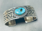 Wylie Native American Navajo Turquoise Sterling Silver Detailed Bracelet-Nativo Arts