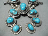 Women's Vintage Native American Navajo Turquoise Sterling Silver Squash Blossom Necklace-Nativo Arts