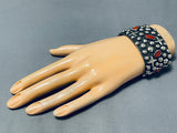 Dynamic Native American Navajo Coral Cross Sterling Silver Bracelet Signed-Nativo Arts