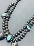 One Of The Best Vintage Native American Navajo Turquoise Grizzly Sterling Silver Choker Necklace-Nativo Arts
