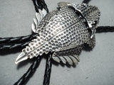 Fantastic Native American Navajo Sterling Silver Toad Bolo Tie-Nativo Arts