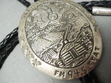 Historical Native American Navajo Radio Station Vintage Native American Navajo Sterling Silver Bolo Tie-Nativo Arts