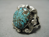 Museum Quality Vintage Native American Navajo Spiderweb Turquoise Sterling Silver Ring Old-Nativo Arts