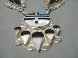 Important Native American Zuni Eldred Martinez Turquoise Coral Sterling Silver Necklace Earrings-Nativo Arts