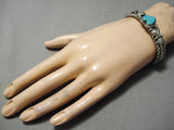 Important Vintage Native American Navajo Heart Turquoise Sterling Silver Dave Reeves Bracelet-Nativo Arts