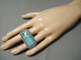 Unique Vintage Navajo 2 Finger Turquoise Sterling Silver Native American Ring-Nativo Arts