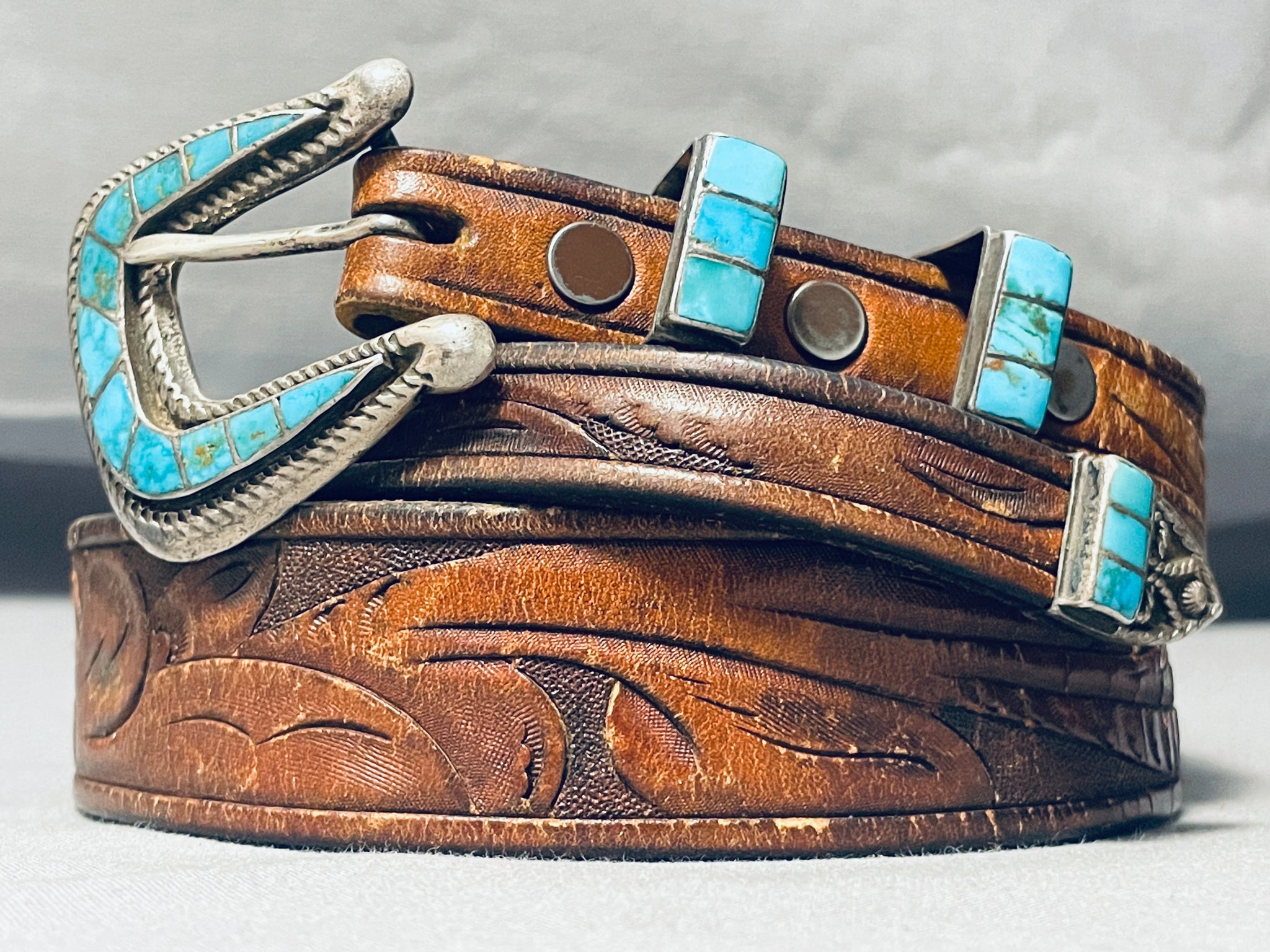 Native American Museum Vintage Zuni Turquoise Inlay Sterling Silver Ra Nativo Arts