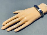 Signed Vintage Native American Navajo Lapis Sugulite Sterling Silver Inlay Bracelet-Nativo Arts