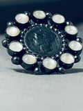 Special Native American Navajo Mother Of Pearl Mercury Dime Sterling Silver Ring-Nativo Arts