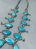 262 Gram Athntc Vintage Native American Navajo Turquoise Sterling Silver Squash Blossom Necklace-Nativo Arts