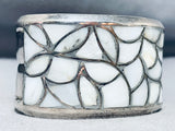 Astonishing Vintage Native American Zuni Mother Of Pearl Sterling Silver Bracelet-Nativo Arts
