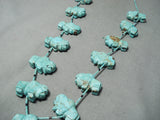 One Of Best Vintage Native American Navajo #8 Turquoise Buffalo Sterling Silver Fetish Necklace-Nativo Arts