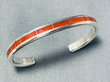 Larry Loretto Signed Stunning Native American Zuni Coral Sterling Silver Bracelet-Nativo Arts