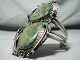 One Of The Best Vintage Native American Navajo Green Turquoise 1977 Sterling Silver Bracelet-Nativo Arts