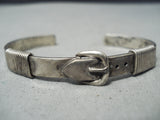 Intricate Buckle Vintage Navajo Sterling Silver Bracelet Native American Old-Nativo Arts