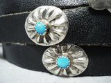 Fabulous Vintage Native American Navajo Kingman Turquoise Sterling Silver Concho Belt Old-Nativo Arts