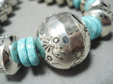 One Of The Biggest Native American Navajo Tubule Turquoise Sterling Silver Necklace-Nativo Arts