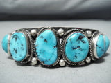 Eyecatching Vintage Native American Navajo Morenci Turquoise Sterling Silver Bracelet Old-Nativo Arts