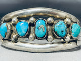 Magnificent Vintage Native American Navajo Kingman Turquoise Sterling Silver Bracelet-Nativo Arts
