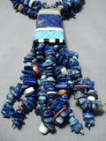 Native American Spectacular Santo Domingo Lapis Sterling Silver Necklace Old-Nativo Arts