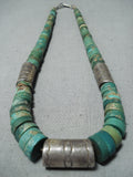 Native American Astonishing Vintage Santo Domingo Royston Turquoise Sterling Silver Necklace Old-Nativo Arts