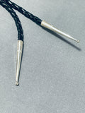 Fascinating Native American Zuni Inlay Blue Gem Turquoise Black Onyx Sterling Silver Bolo-Nativo Arts