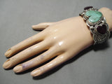 One Of Best Native American Navajo Royston Turquoise Heart Sterling Silver Bracelet-Nativo Arts