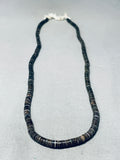 Native American Very Rare Vintage Santo Domingo All Blask Heishi Necklace Old-Nativo Arts