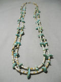 Rare Early Hand Drilled Heishi Vintage Native American Navajo Turquoise Sterling Silver Necklace-Nativo Arts
