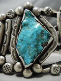 One Of The Best Vintage Native American Navajo Carlin Turquoise Sterling Silver Bracelet Old-Nativo Arts