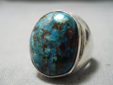 Astounding Vintage Native American Navajo Red Mountain Turquoise Sterling Silver Ring Old-Nativo Arts