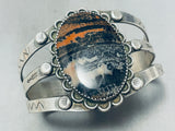 Natural Scenery Lake And Mountain Vintage Native American Navajo Petrified Wood Bracelet-Nativo Arts