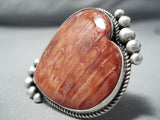 One Of A Kind Native American Navajo Spiny Oyster Shell Sterling Silver Heart Ring-Nativo Arts