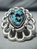 Tremendous Vintage Navajo Turquoise Sterling Silver Ring Native American Old-Nativo Arts